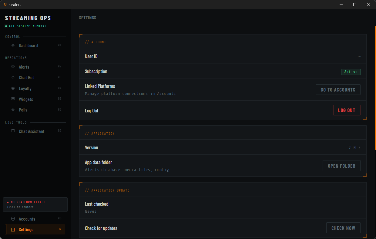 u-alert Settings