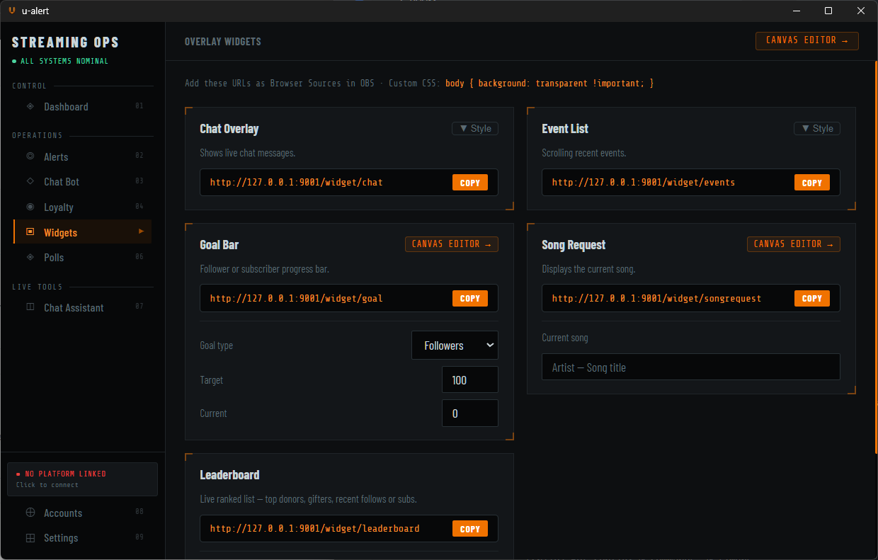 u-alert Widgets
